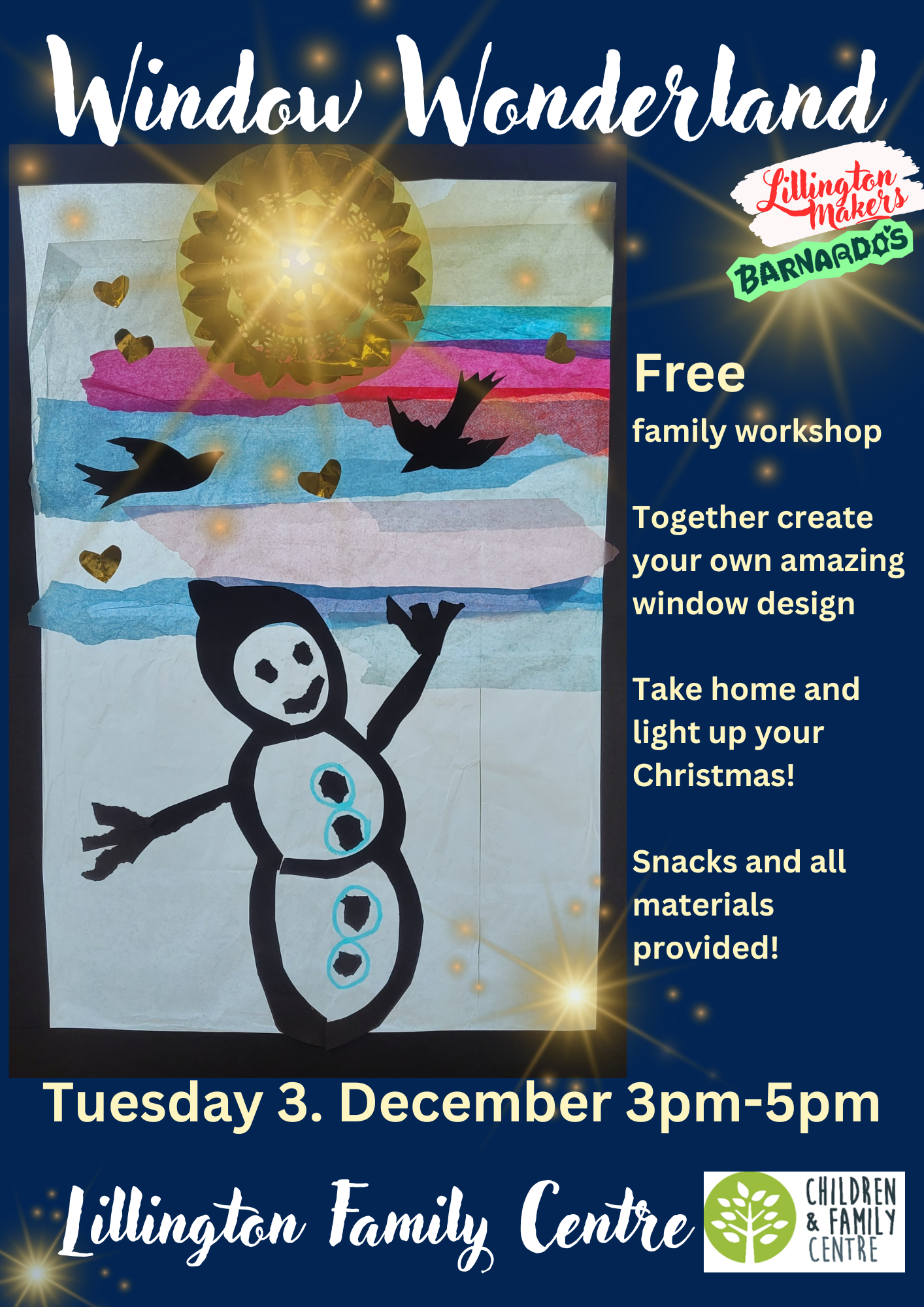 Poster for family craft workshop.