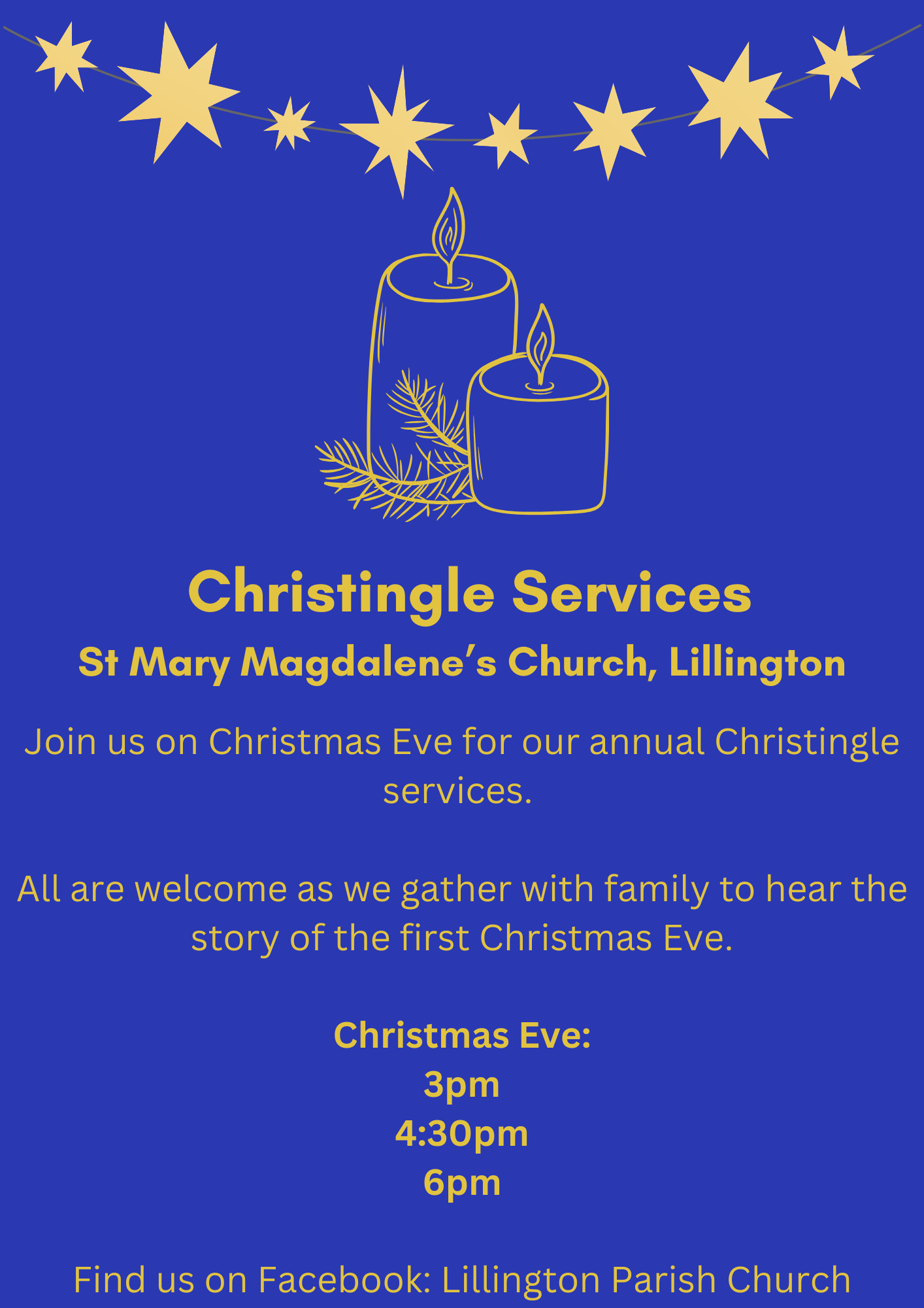 Poster for Christingle Services at St. Mary Magdalene's Church on Christmas Eve.